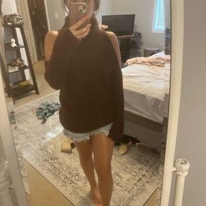 Forever 21 cold shoulder burgundy sweater
